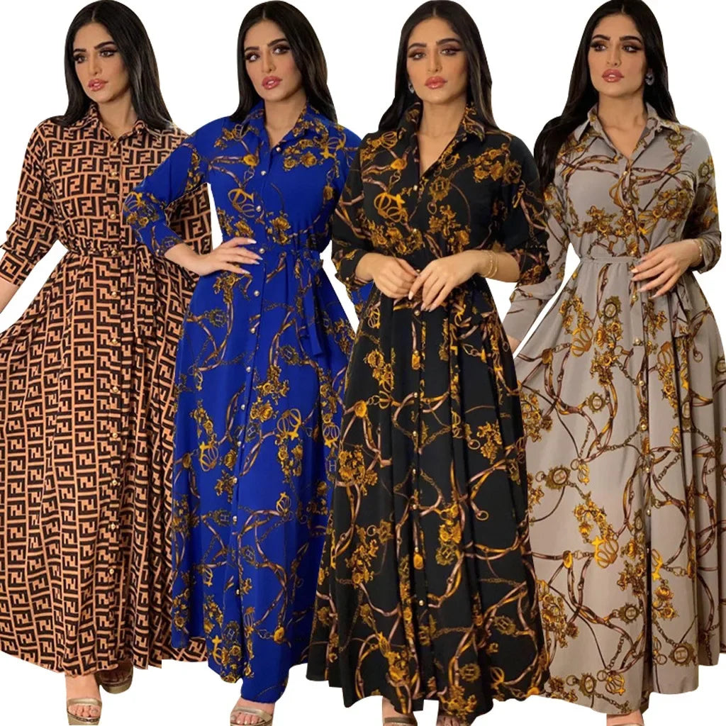 Glow Unbound LLC printed maxi shirt dress