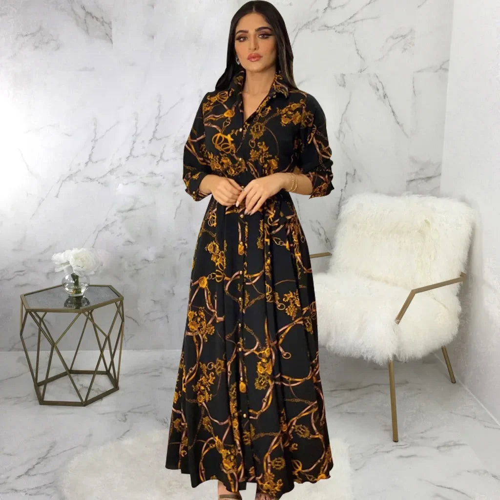 Glow Unbound LLC printed maxi shirt dress