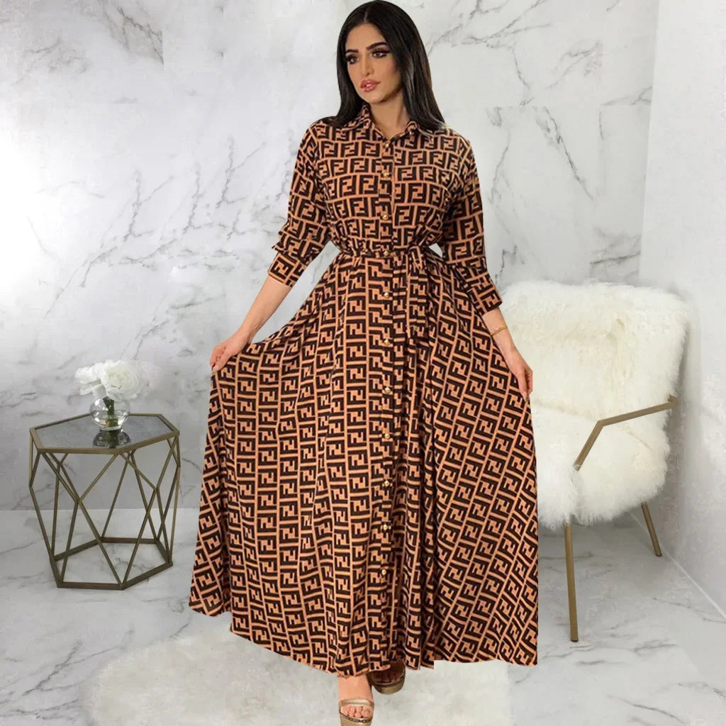 Glow Unbound LLC printed maxi shirt dress
