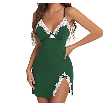 Glow Unbound LLC Lace-Trim V-Neck Chemise Nightgown