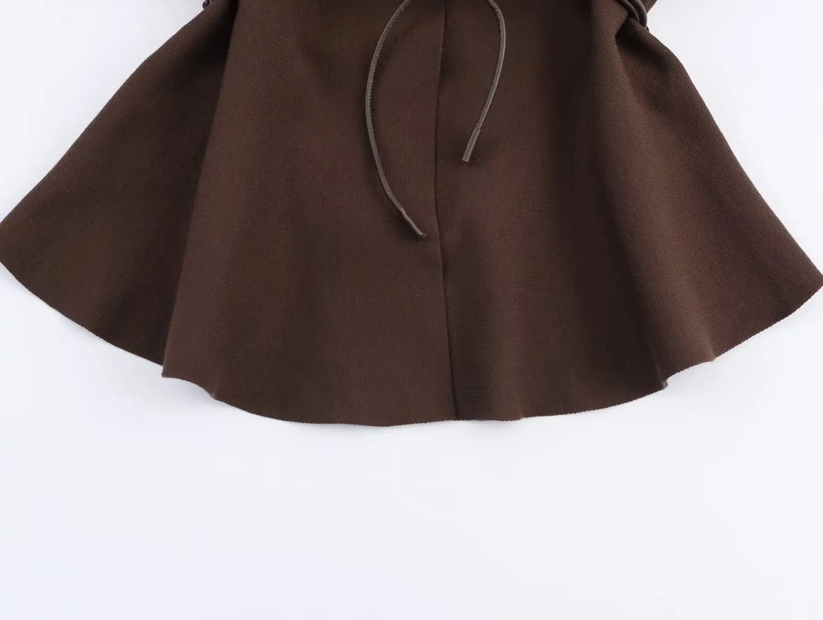 Glow Unbound LLC brown belted V-neck knit cardigan