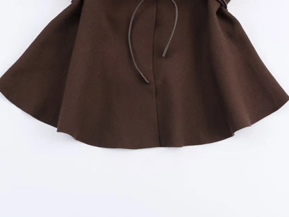 Glow Unbound LLC brown belted V-neck knit cardigan