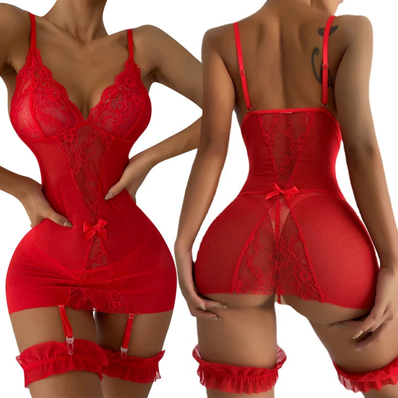 Lace Mesh See-through Camisole Dress
