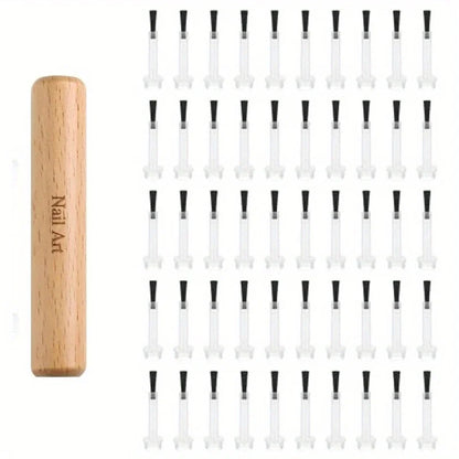 Nail Art Brush Set with Detachable Wooden Handle