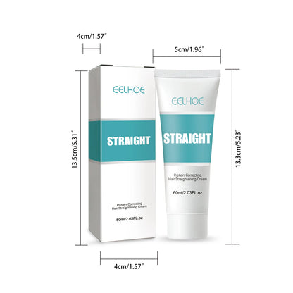 Keratin Correction Straight Hair product packaging and cream tube by EELHOE for hair straightening and strengthening.