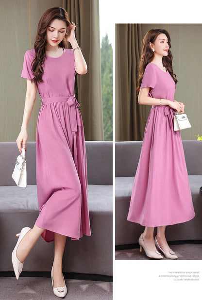 Glow Unbound LLC short-sleeve viscose midi dress