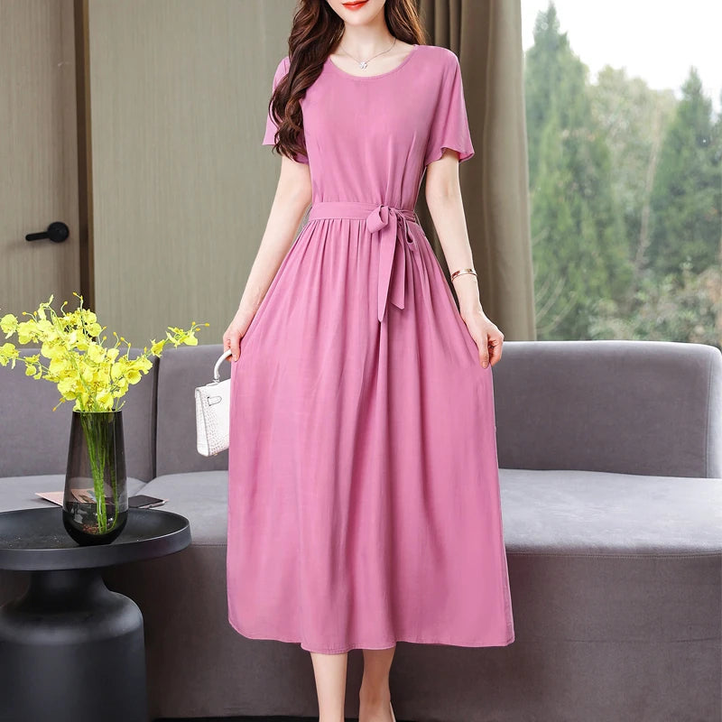 Glow Unbound LLC short-sleeve viscose midi dress