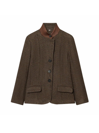 Glow Unbound LLC slim plaid collarless blazer