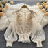 Vintage Lace Puff-Sleeve Blouse 