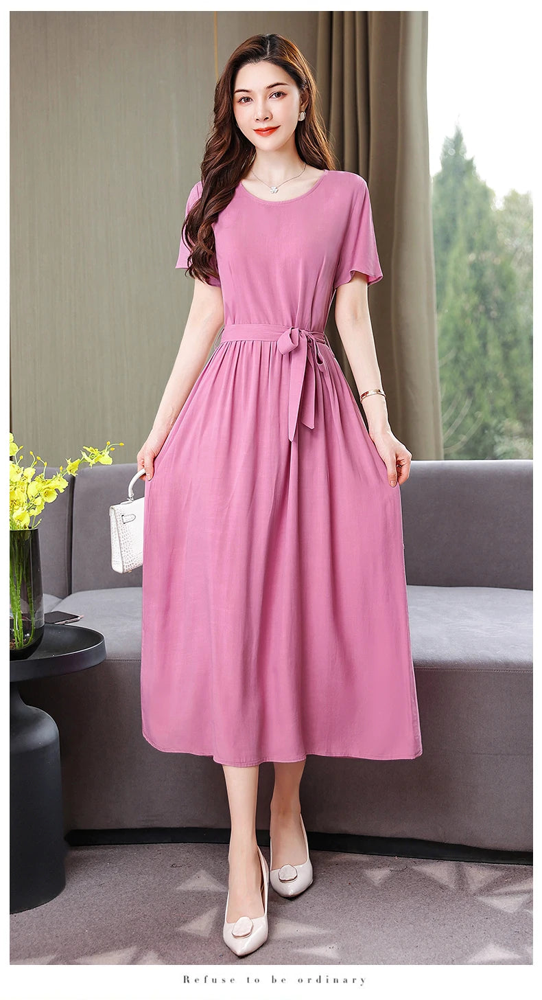 Glow Unbound LLC short-sleeve viscose midi dress