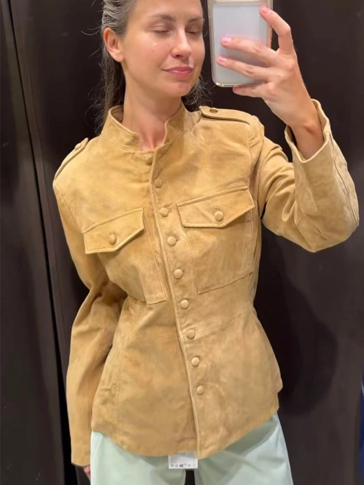 Glow Unbound LLC vintage faux suede cropped jacket