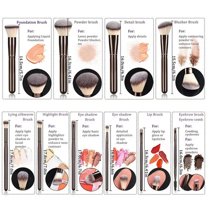 10-Piece Wooden-Handle Makeup 