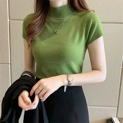 Glow Unbound LLC short-sleeve turtleneck knit top
