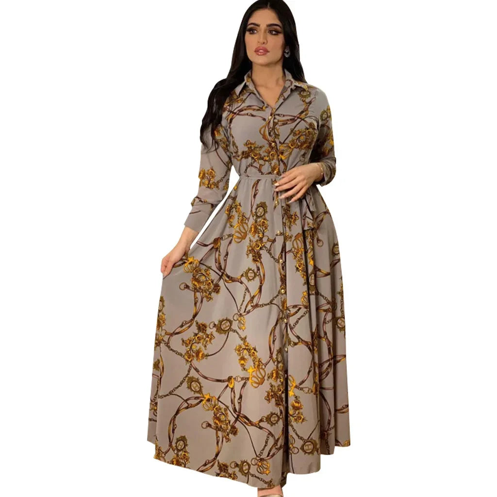 Glow Unbound LLC printed maxi shirt dress