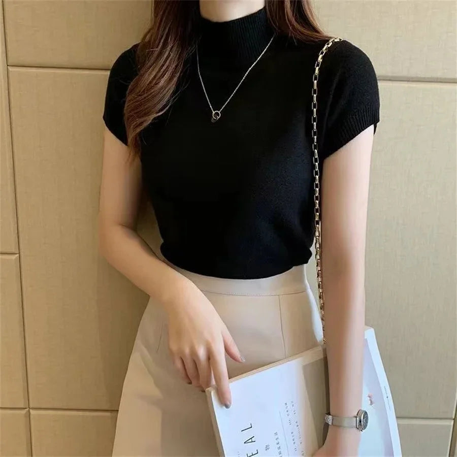 Glow Unbound LLC short-sleeve turtleneck knit top