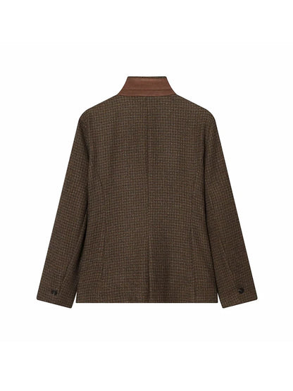Glow Unbound LLC slim plaid collarless blazer