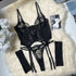 Black Sheer Embroidered Lace Lingerie Set Sizes S to L