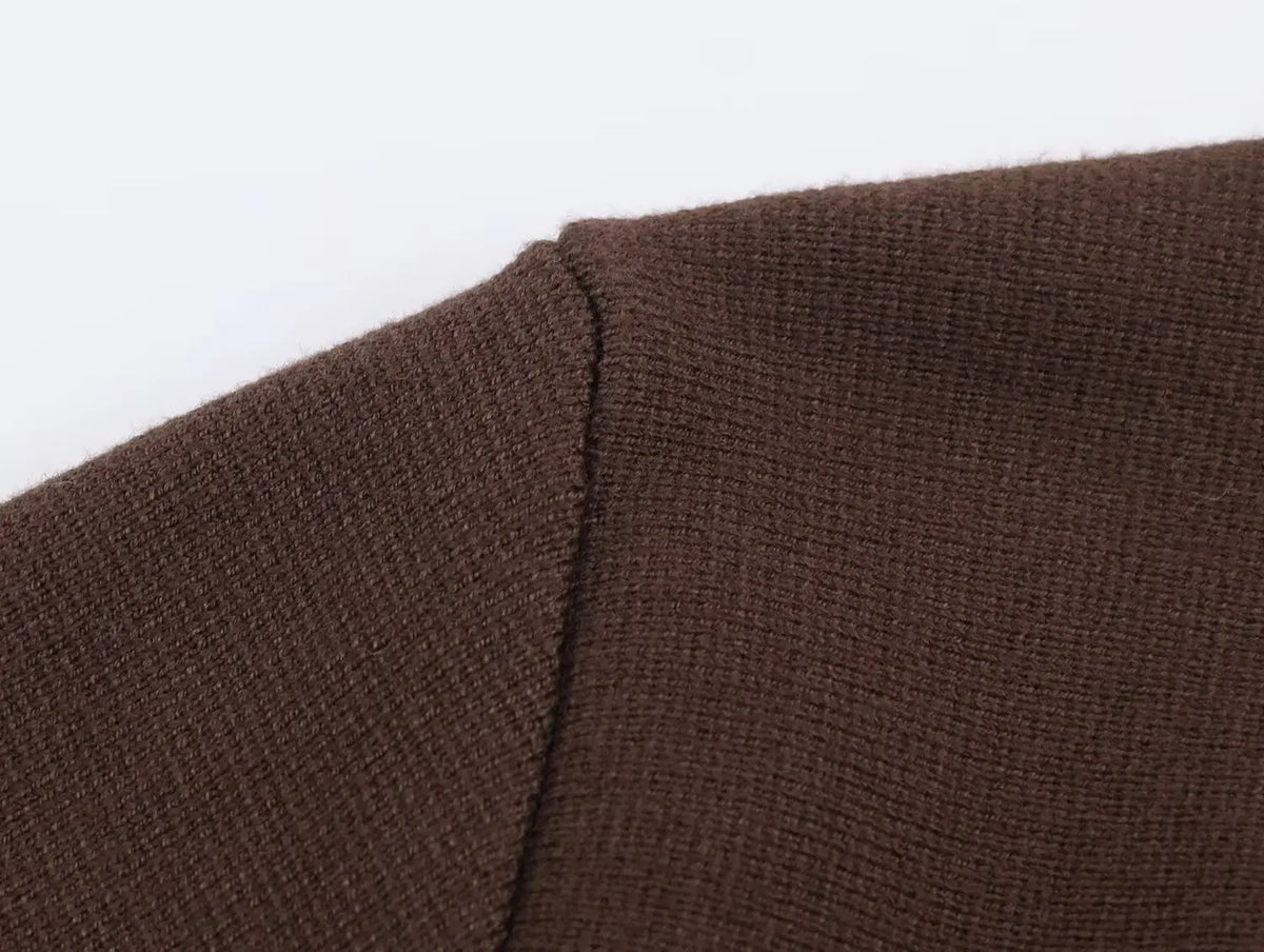Glow Unbound LLC brown belted V-neck knit cardigan