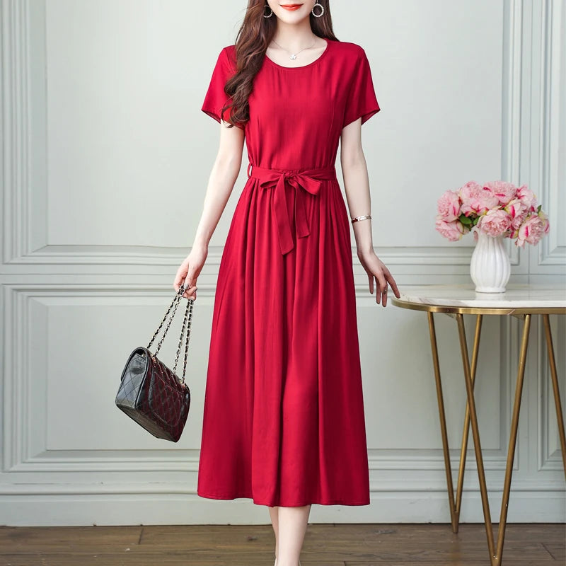 Glow Unbound LLC short-sleeve viscose midi dress