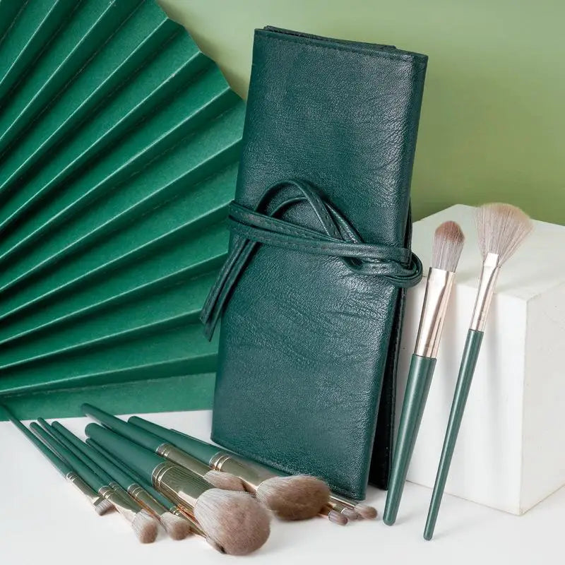 14-Piece Green Cloud Makeup Brush Set