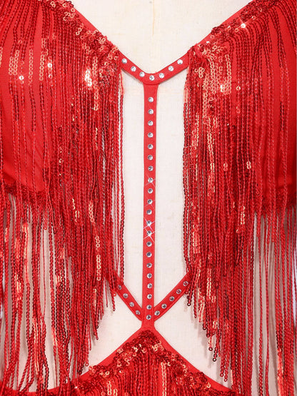 Sequin Fringe Dance Bodysuit