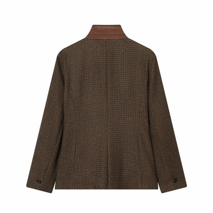 Glow Unbound LLC slim plaid collarless blazer