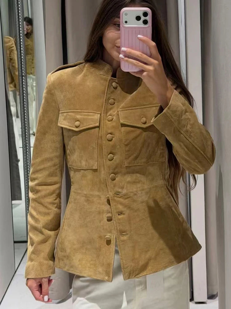 Glow Unbound LLC vintage faux suede cropped jacket