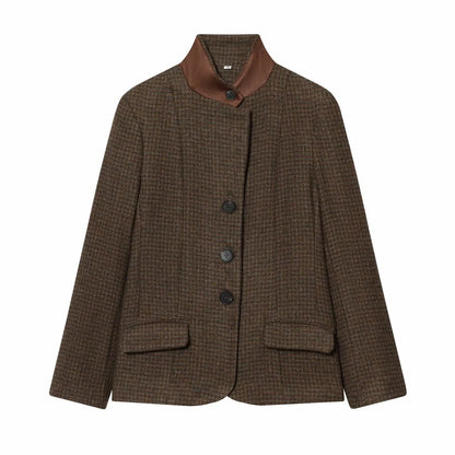 Glow Unbound LLC slim plaid collarless blazer