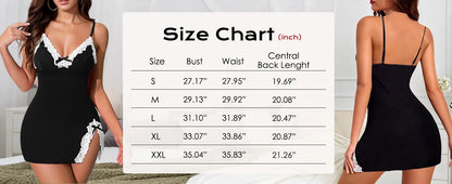 Stretch Lace-Trim Slip Nightie in 5 Colors Sizes S to 5XL