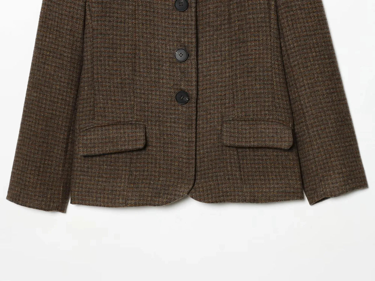 Glow Unbound LLC slim plaid collarless blazer