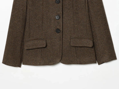 Glow Unbound LLC slim plaid collarless blazer