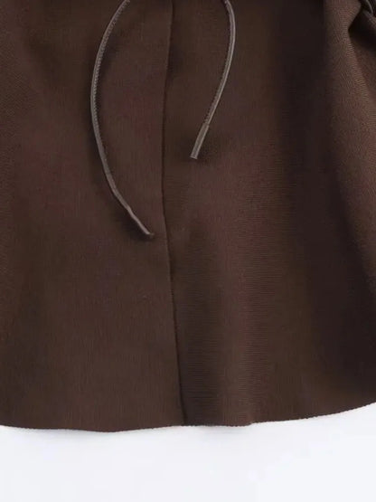Glow Unbound LLC brown belted V-neck knit cardigan