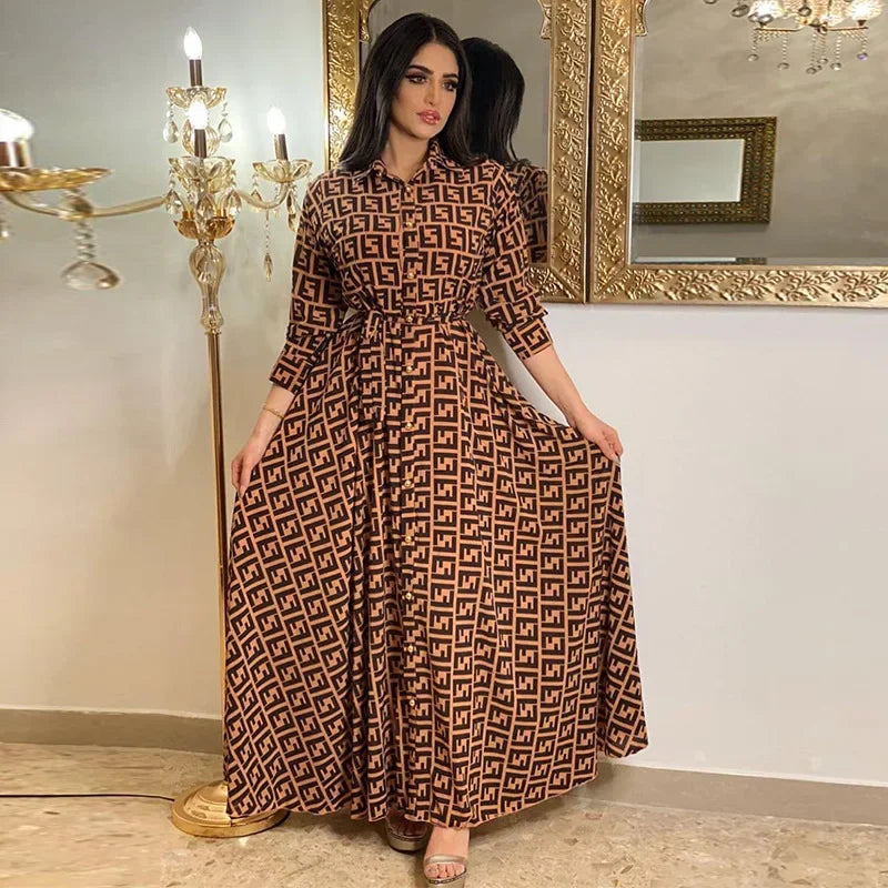 Glow Unbound LLC printed maxi shirt dress