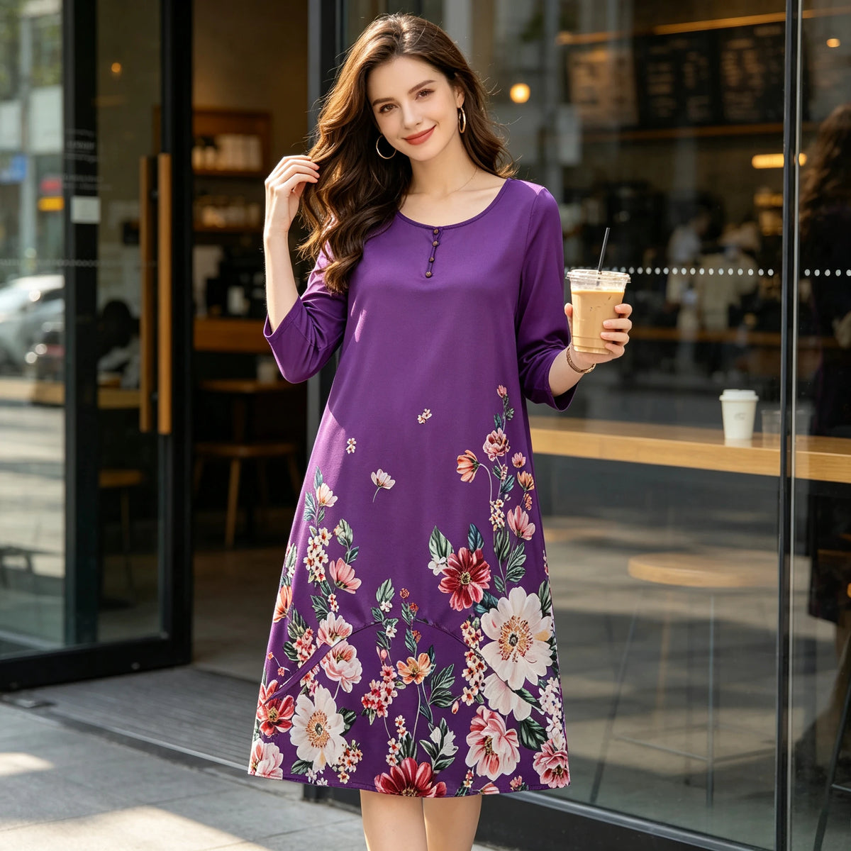 Glow Unbound LLC printed long-sleeve maxi dress