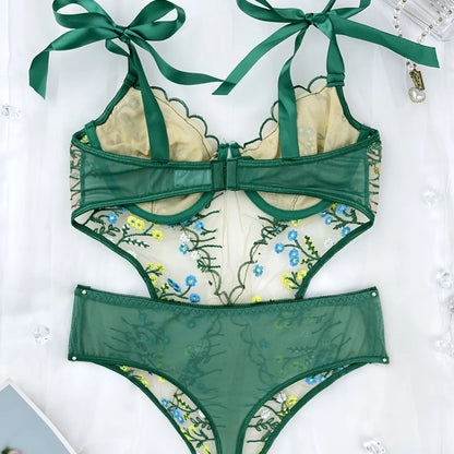 Glow Unbound LLC Floral Lace Bra and Thong Set