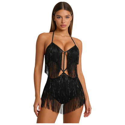 Sequin Fringe Dance Bodysuit