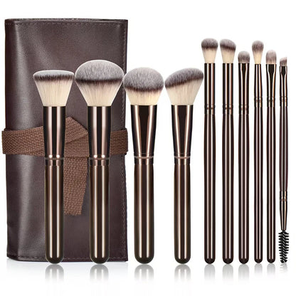 10-Piece Wooden-Handle Makeup 
