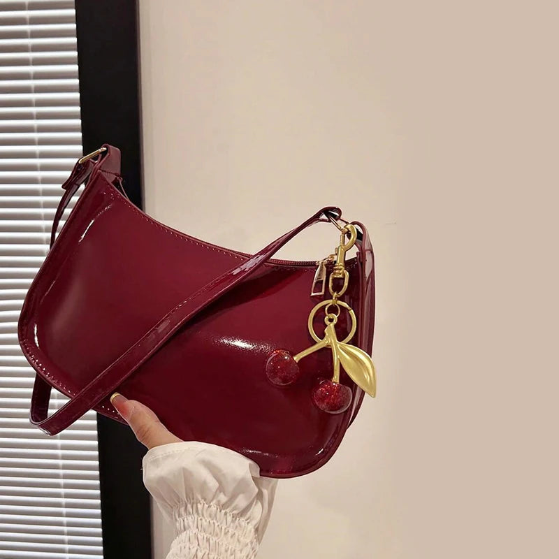 Glow Unbound LLC PU leather cherry pendant shoulder bag