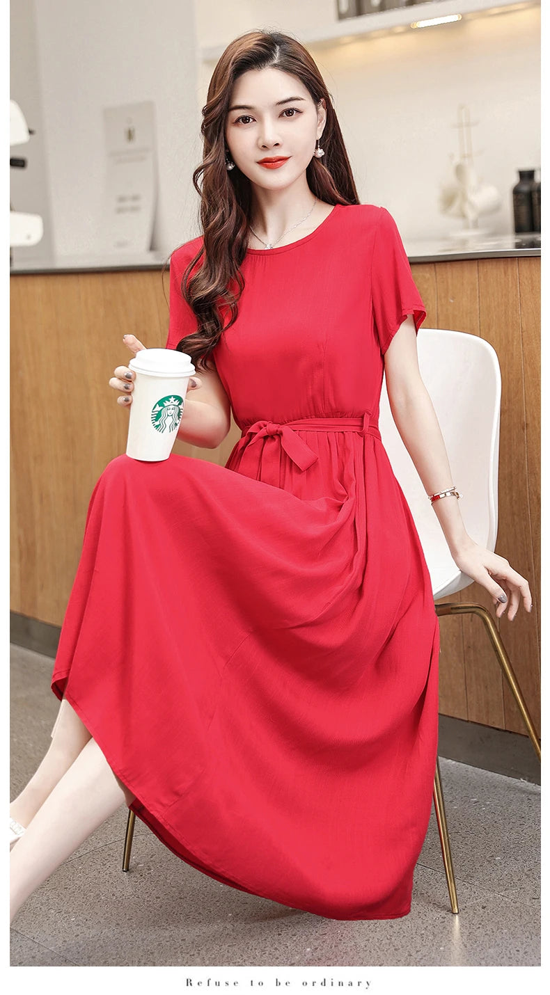 Glow Unbound LLC short-sleeve viscose midi dress