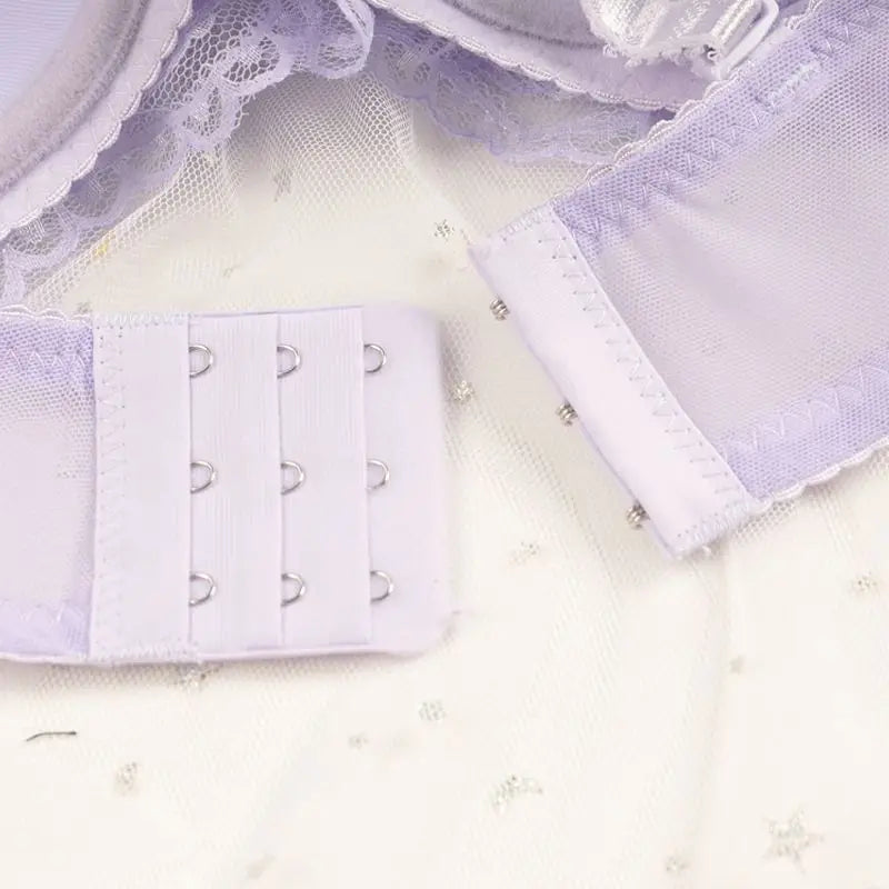 Lingerie for Woman Hot Sale Female Underwear push up bra closure detail in lavender color with hooks