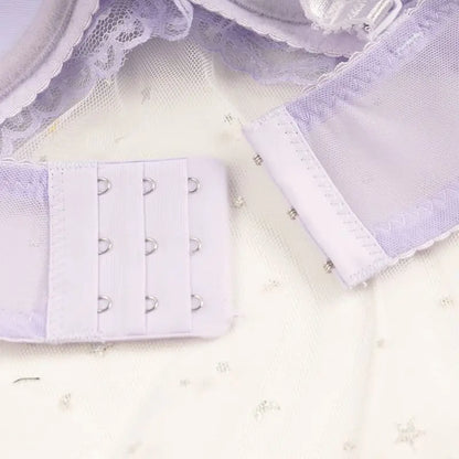 Lingerie for Woman Hot Sale Female Underwear push up bra closure detail in lavender color with hooks