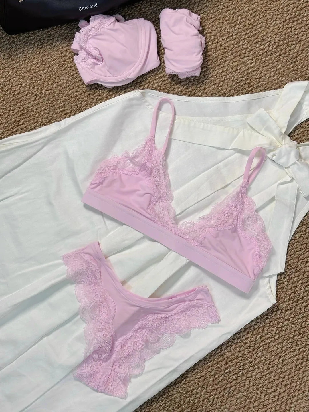 Lace V-neck Bra Set Women Summer 