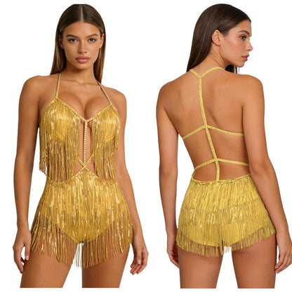 Sequin Fringe Dance Bodysuit