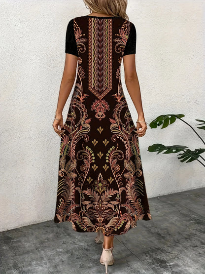 Glow Unbound LLC brown printed A-line dress