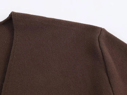 Glow Unbound LLC brown belted V-neck knit cardigan