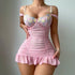 Sheer Mesh & Floral Lace Deep-V Underwire Lingerie Set