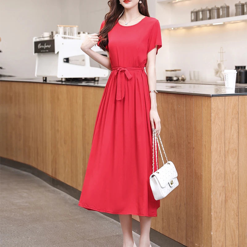 Glow Unbound LLC short-sleeve viscose midi dress