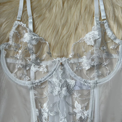 Black Sheer Embroidered Lace Lingerie Set Sizes S to L